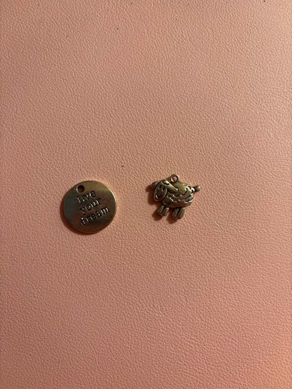 Inspirational Round Charm & Sheep Pendant - Antique Brass